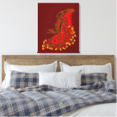 Toile Dragon chinois dessin rouge et or (Insitu(Chambre))