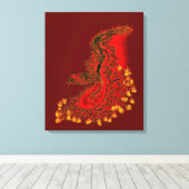 Toile Dragon chinois dessin rouge et or (Insitu (Plancher de Bois))