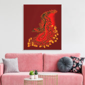 Toile Dragon chinois dessin rouge et or (Insitu(Salon))