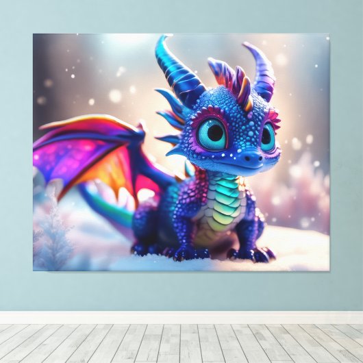 Toile Dragon dans la neige. (Insitu (Plancher de Bois))