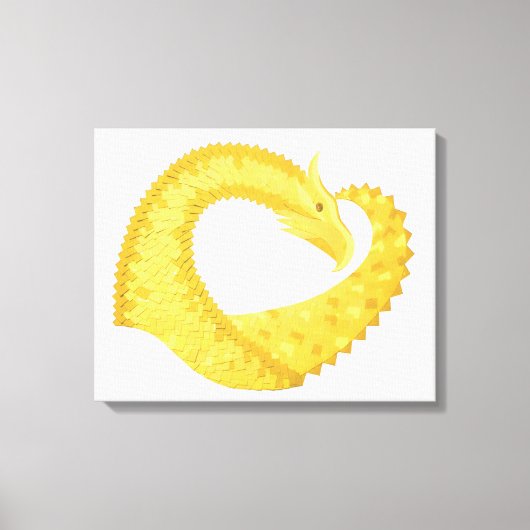 Toile Dragon de coeur jaune sur blanc (Recto)