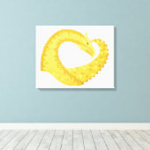 Toile Dragon de coeur jaune sur blanc (Insitu (Plancher de Bois))