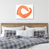 Toile Dragon de coeur orange sur blanc (Insitu(Chambre))