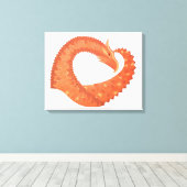 Toile Dragon de coeur orange sur blanc (Insitu (Plancher de Bois))