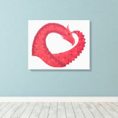 Toile Dragon de coeur rouge en blanc (Insitu (Plancher de Bois))