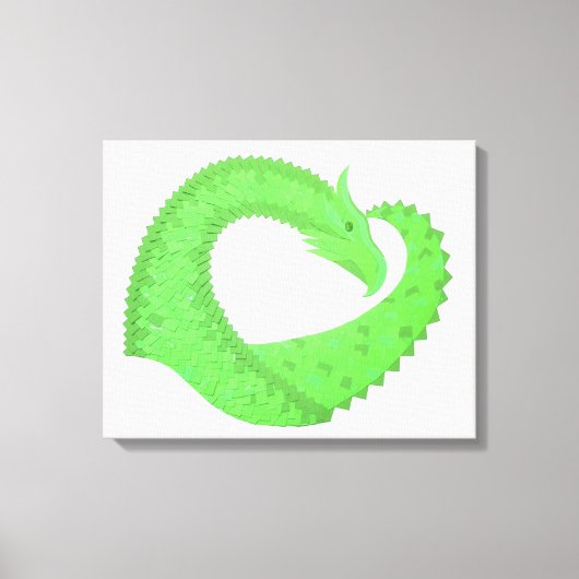 Toile Dragon de coeur vert citron blanc (Recto)