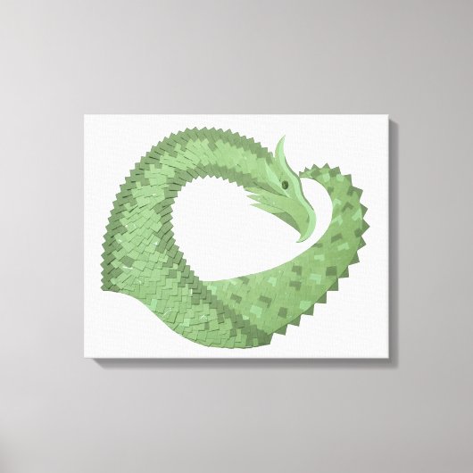 Toile Dragon de coeur vert olive blanc (Recto)