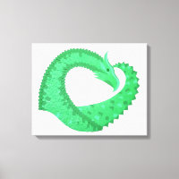 Dragon de coeur vert sur blanc