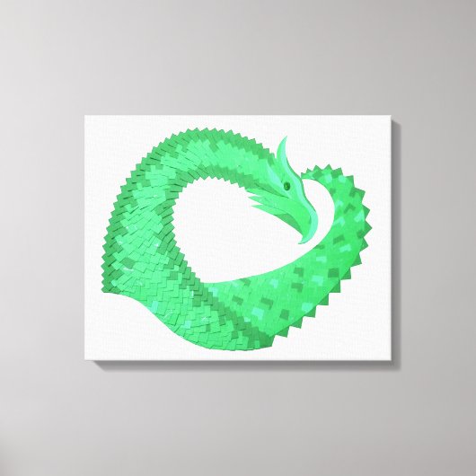Toile Dragon de coeur vert sur blanc (Recto)