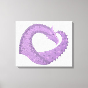 Toile Dragon de coeur violet de lavande blanc