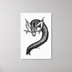 Toile Dragon en style tatouage