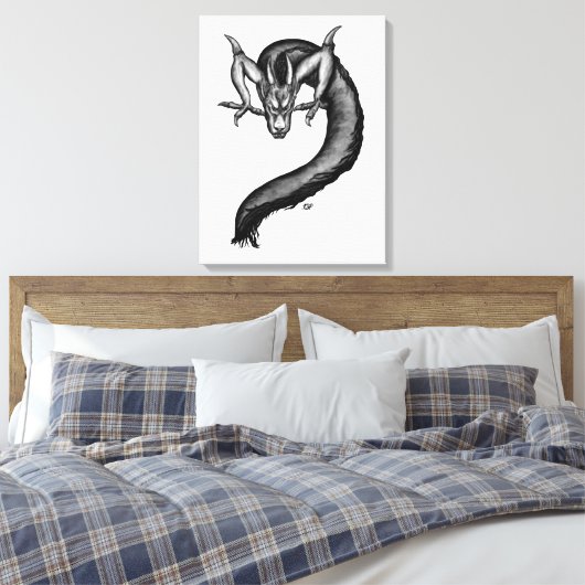 Toile Dragon en style tatouage (Insitu(Chambre))