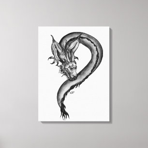 Toile Dragon en style tatouage