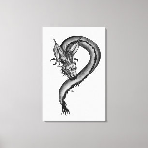 Toile Dragon en style tatouage