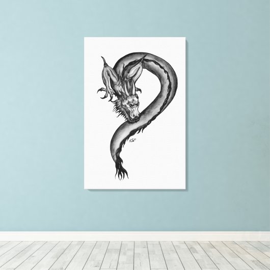 Toile Dragon en style tatouage (Insitu (Plancher de Bois))