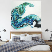 Toile "Dragon in Waves - Énergie de l'océan Abstrait (Insitu(Chambre))