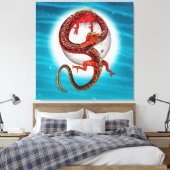 Toile Dragon Lune Rouge Fantastique Artistique (Insitu(Chambre))