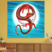 Toile Dragon Lune Rouge Fantastique Artistique (Insitu(Salon))