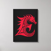 Toile Dragon Styled Letter E, Dragon Alphabet, Monogram (Recto)