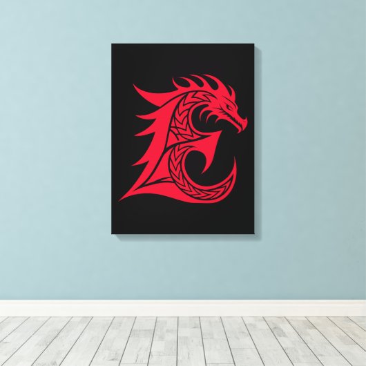 Toile Dragon Styled Letter E, Dragon Alphabet, Monogram (Insitu (Plancher de Bois))