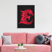 Toile Dragon Styled Letter E, Dragon Alphabet, Monogram (Insitu(Salon))