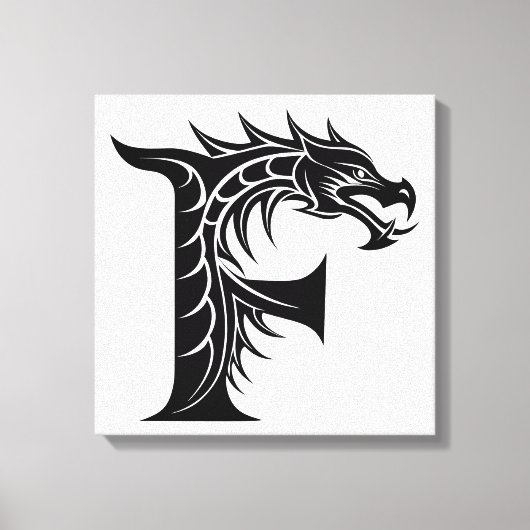 Toile Dragon Styled Letter F, Dragon Alphabet, Monogram (Recto)