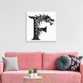 Toile Dragon Styled Letter F, Dragon Alphabet, Monogram (Insitu(Salon))