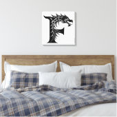 Toile Dragon Styled Letter F, Dragon Alphabet, Monogram (Insitu(Chambre))