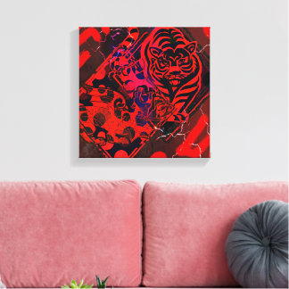 Toile Dragon Tigre Rouge