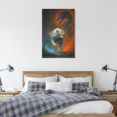 Toile Dragon vs White Tiger – Mystical Fantasy Wall Art (Insitu(Chambre))