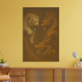 Toile Dragon vs White Tiger – Mystical Fantasy Wall Art  (Insitu(Salon))