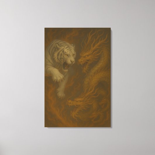 Toile Dragon vs White Tiger – Mystical Fantasy Wall Art (Recto)