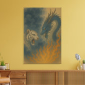 Toile Dragon vs White Tiger – Mystical Fantasy Wall Art (Insitu(Salon))