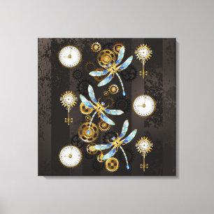 Toile Dragonflies de Steampunk sur arrière - plan rayé b