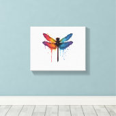 Toile Dragonfly cool sur la libellule peinte en couleur (Insitu (Plancher de Bois))