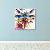 Toile Dragonfly Floral Multicolor Art (Insitu (Plancher de Bois))
