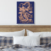 Toile Dragons métalliques 3D sur cuir bleu royal Imprime (Insitu(Chambre))