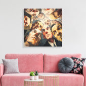 Toile Dramatic Expressionist Crowd Portrait Looking Down (Insitu(Salon))