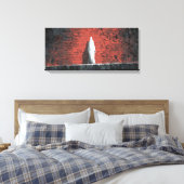 Toile Dramatic White Ghost Figure Red Brick Wall Panoram (Insitu(Chambre))