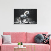 Toile Dramatic White Horse Galloping in Rain (Insitu(Salon))