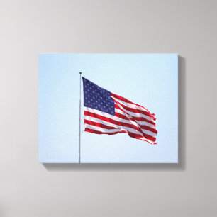 Toile Drapeau américain agitant dans la couleur du ciel