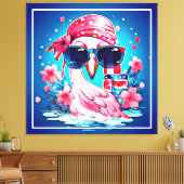 Toile Drapeau américain avec Flamant rose Cartoon-69681 (Insitu(Salon))