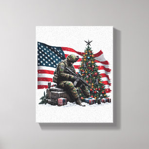 Toile Drapeau américain Drapeau de Noël Art