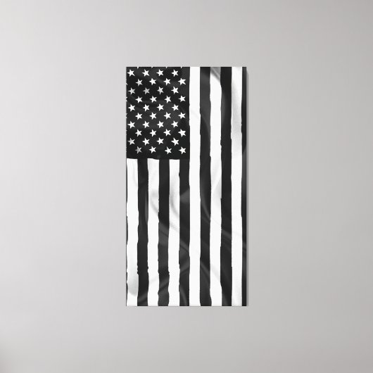 Toile Drapeau Américain En Noir Et Blanc (Recto)