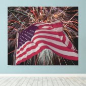 Toile Drapeau américain et feux d'artifice (Insitu (Plancher de Bois))