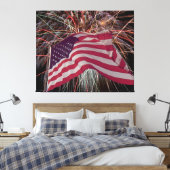 Toile Drapeau américain et feux d'artifice (Insitu(Chambre))