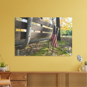 Toile Drapeau américain près du banc de parc (Insitu(Salon))