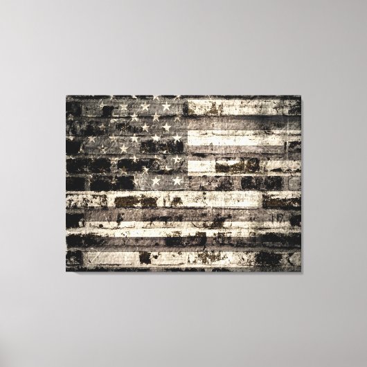 Toile Drapeau Américain Sur Vieux Mur De Briques 2 (Recto)