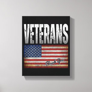 TOILE DRAPEAU AMÉRICAIN VÉTÉRANS MERCI 4 JUILLET