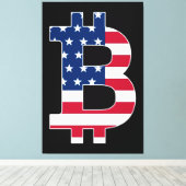 Toile Drapeau BitCoin USA (Insitu (Plancher de Bois))